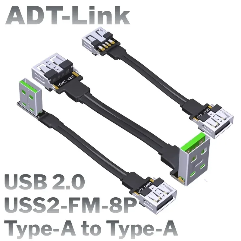 ADT-Link USB 2.0 Ultra Thin Slim Flexible Type A Male to Female Flat Cable USB 2.0 Power Supply 5V 5A Data Short Extension Cable