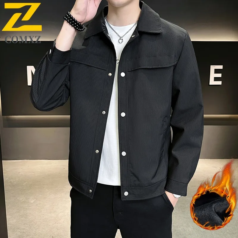 

COMXZ Мужская дорожная куртка Минималистичная уличная ветрозащитная куртка с воротником-стойкой Однотонная удобная легкая осенняя верхняя одежда