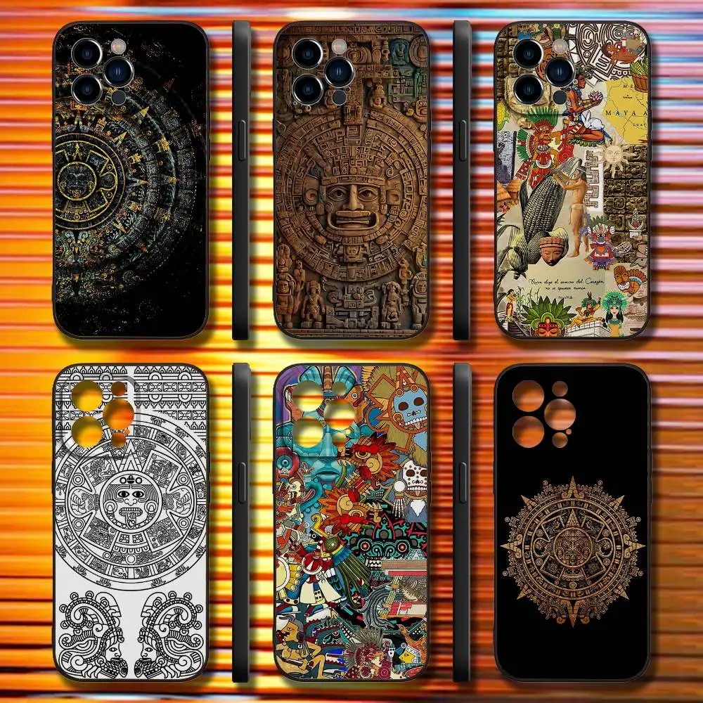 

Mayan Aztec Calendar Statue Phone Case For iPhone 16,15,14,13,12,11,Pro,Max,Plus,X,XS,SE4,E,Mini,Soft Black Case