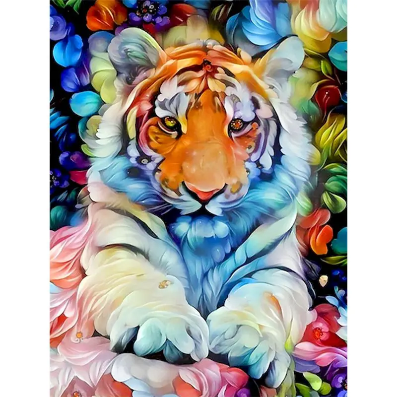 

GATYZTORY DIY Framed Painting By Numbers DIY Tiger Digital Painting Animals Kits Pictures Of Numbers On Canvas Home Wall Decor