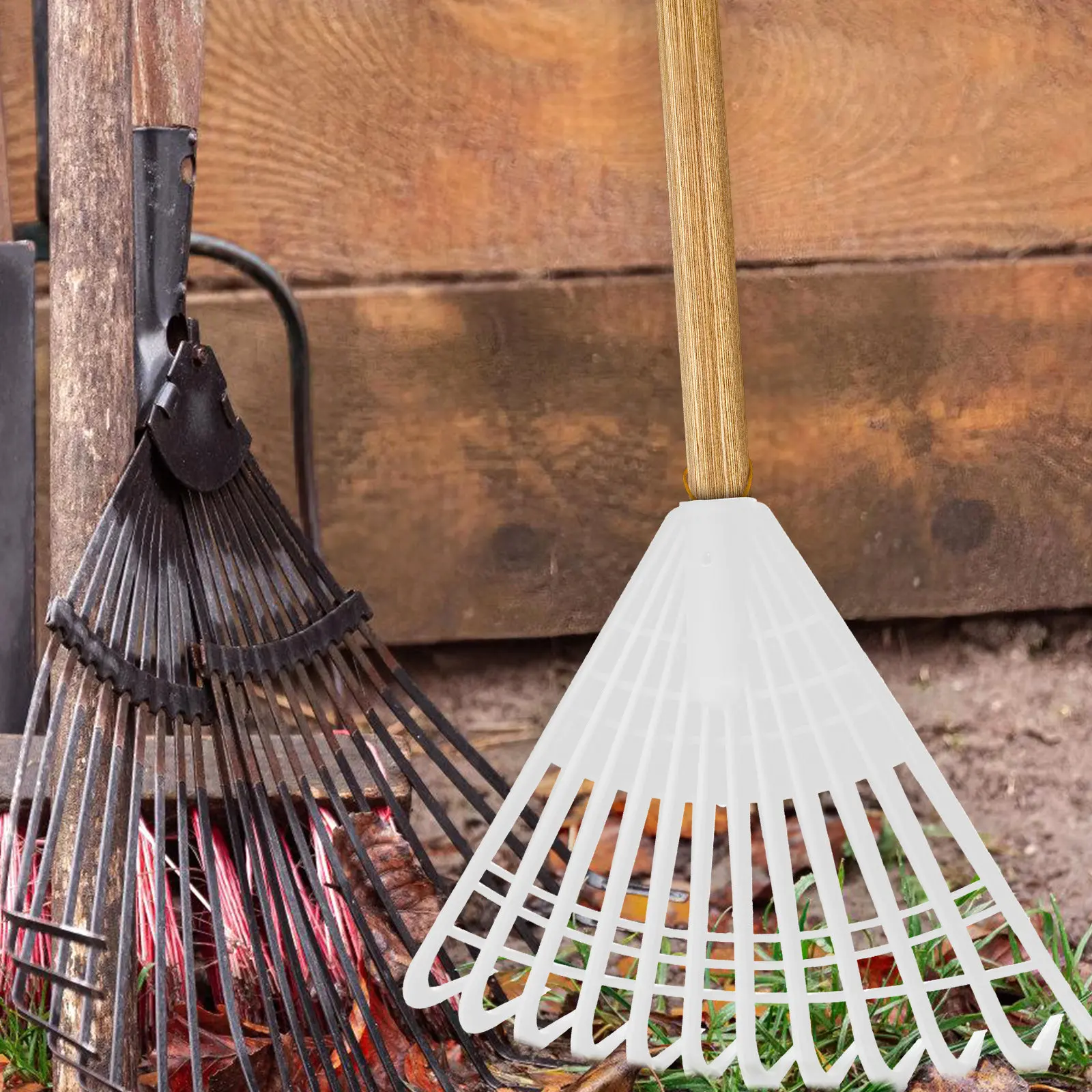 Professional Plastic Garden Rake for Leaves Lawn Turf Artificial Grass Pinecones Weeds Light Weight Heavy Duty Fine Tooth Lawn
