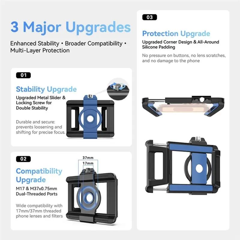 NEW HOT In Stock-Universal For Phone Lens Clip Mount M17mm M37mm Dual Thread 0.75Mm Adapter Holder For Smartphone For Phone Lens