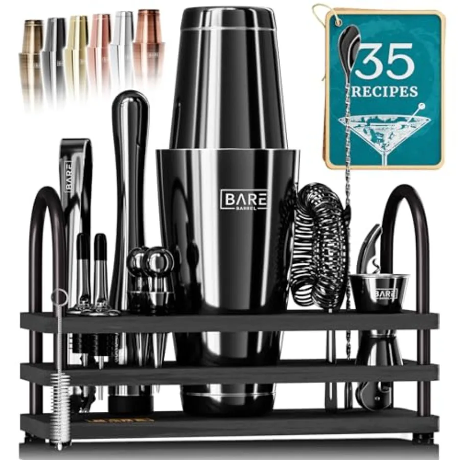 

Mixology Bartender Kit Bar Set | 14-Piece Cocktail Shaker Set | Martini Barware Mixing Tools for Home Bartending | 35 Recipe Car
