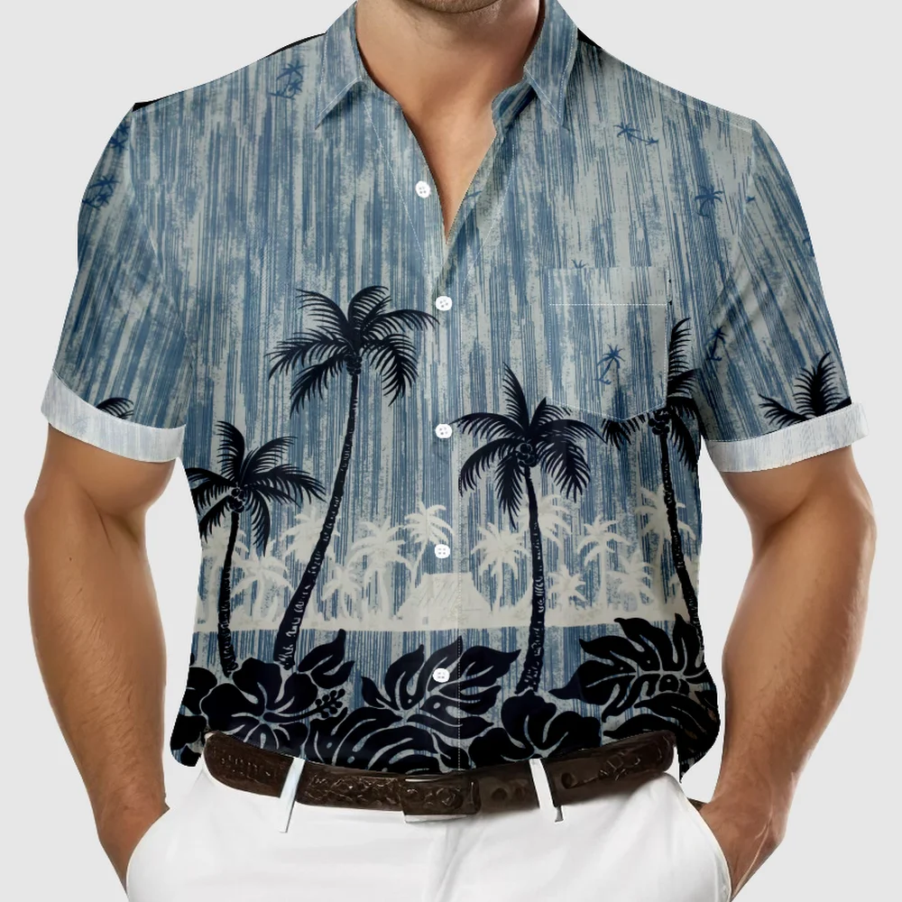 Wholesale Low Price Single-breasted Shirt For Men Oversized Loose Casual Short Sleeves Tops Camping Vacation Apparel Aloha Shirt