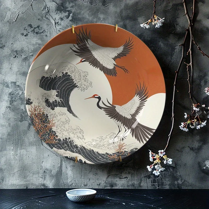 1pc Hand-Painted Ceramic Decorative Plate - Vintage Art Wall Hanging Decor - High-End Underglaze Craftsmanship - Ideal for