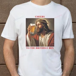Funny Christmas Cheers To The Birthday Boy Jesus Christmas T-shirt Woman Man Red Green Cotton T Shirts New Year Xmas Tops
