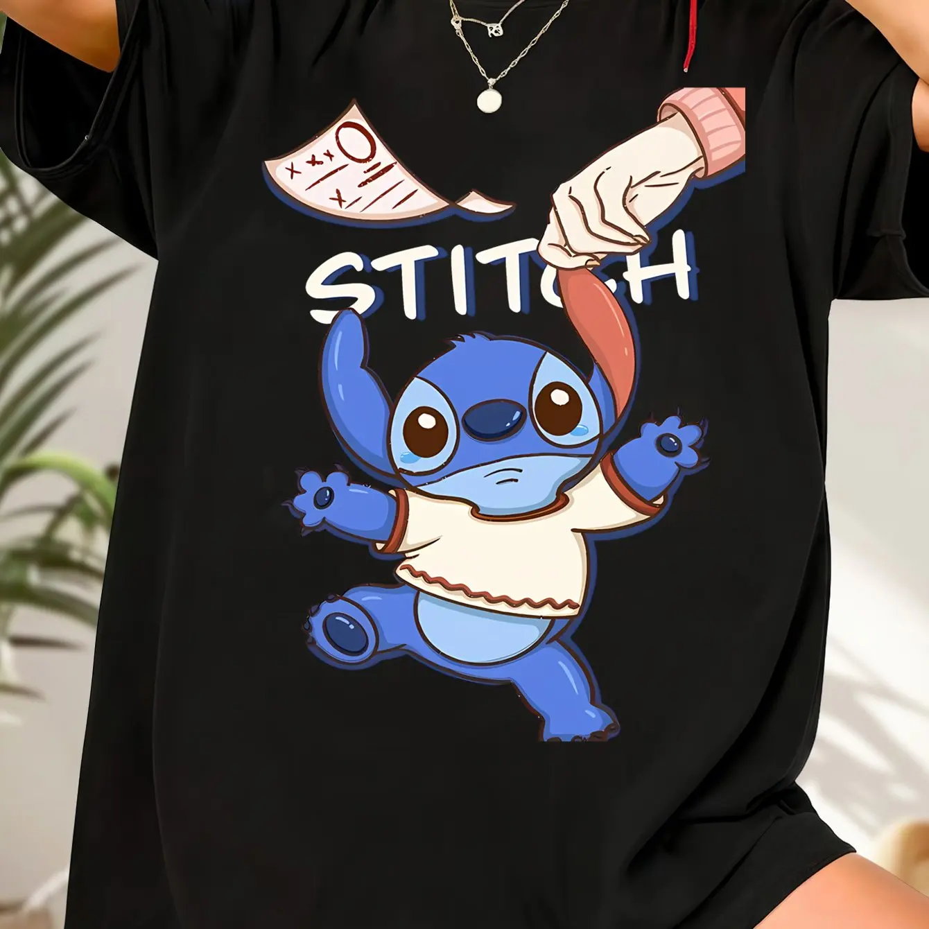 

Disney Stitch Graphic Women's Short Sleeve T-shirt - Machine Washable, Suitable for Parties and Casual Wear