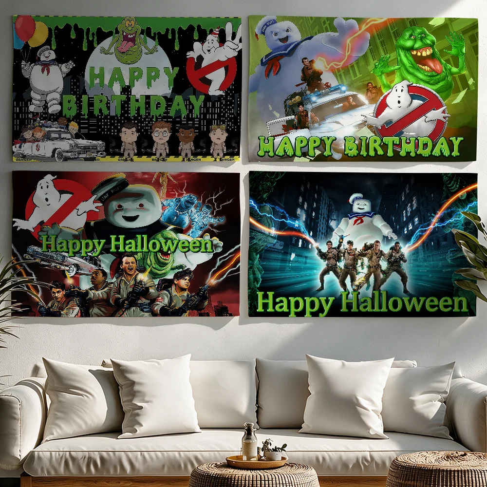 G-Ghostbusters-es Birthday Halloween flag Tapestries Outdoor Parties Bedrooms Living Rooms Dorm Rooms Wall Decor Banners Gifts