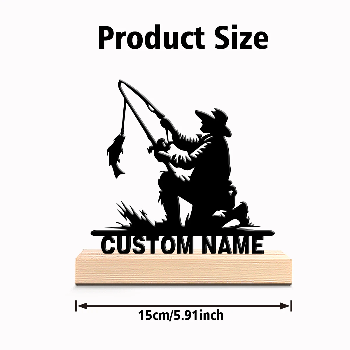 1pc Stylish Personalized Custom The old man fishing Metal Art With Wooden Base Tabletop Decoration Ancient Astronomy Gift with