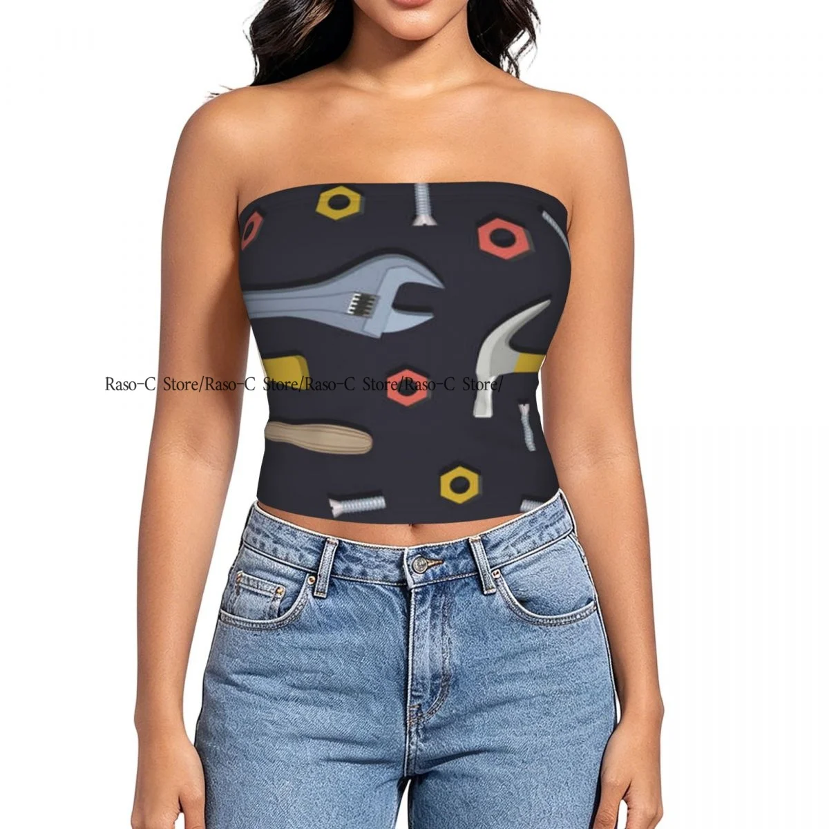 Strapless Sexy Tube Tops Summer Outfits Women Backless Shoulder Wrap Construction Repair Instruments Female Crop Top
