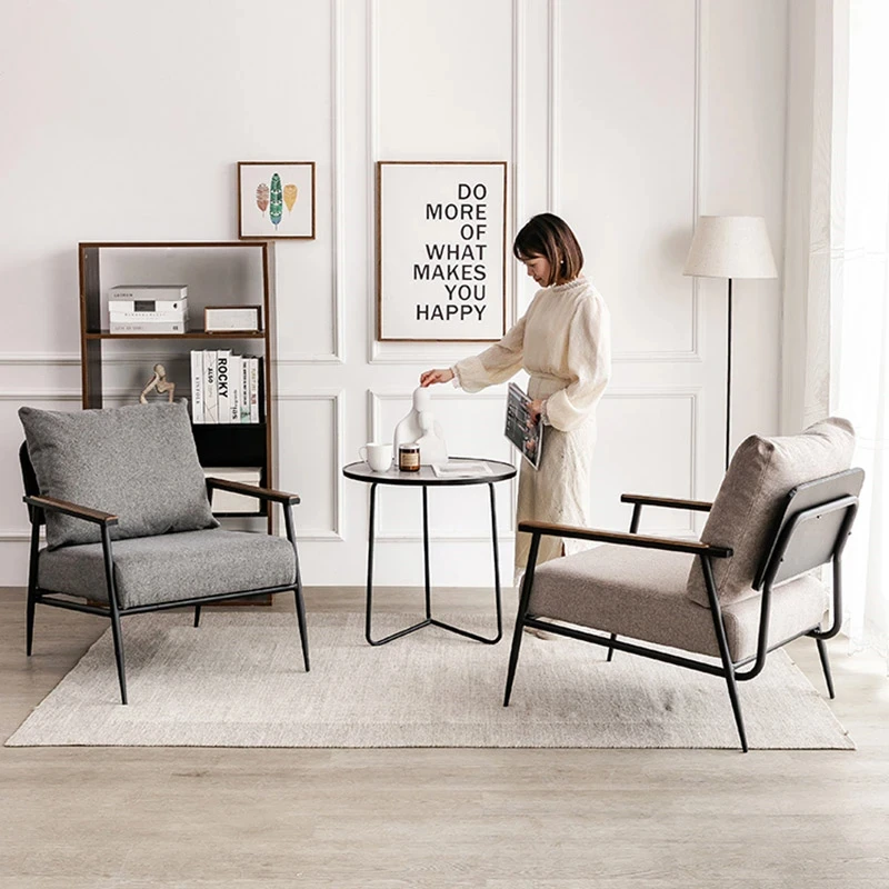الشمال مصمم الحديد كراسي غرفة المعيشة الإبداعية الترفيه شرفة كرسي أريكة واحد أثاث المنزل الفاخرة دراسة مسند الظهر كرسي