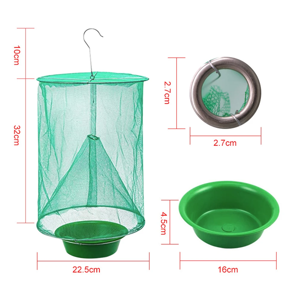 1-6PCS Fly Traps Outdoor Insect Catcher Killer Pest Control Reusable Hanging Flytrap Cage Garden Hanging Fly Catcher Net Traps