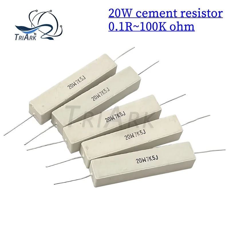 

10pcs 20W 5% Cement Resistor Power Resistance 0.1R~100K 0.2R 0.5R 10R 50R 0.22 0.33 1 2 5 8 10 15 20 25 30 100 1K 2K 10K 82K ohm