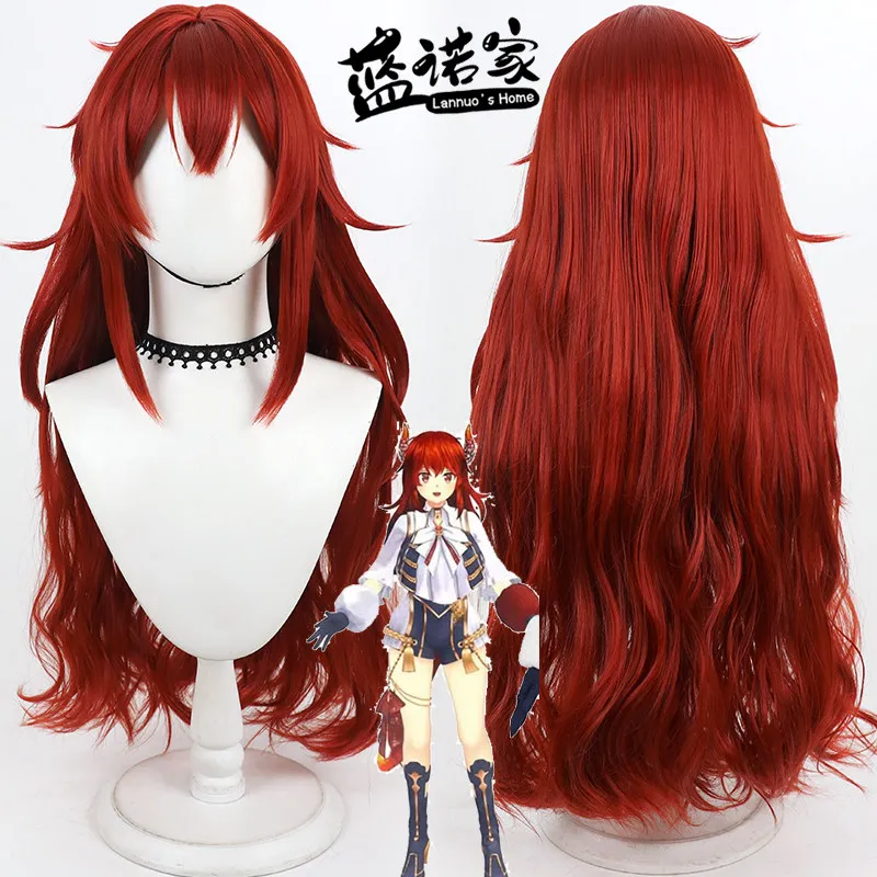 Vtuber Dola Cosplay Wig Halloween Carnival Party Props Synthetic Hair Heat Resistant Fiber + Wig Cap