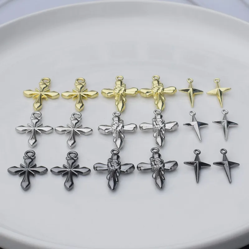 10Pcs Punk Hip-hop Hollow Cross Charms Alloy Pendent For Jewelry Making Diy Bracelet Necklace Earrings Accessories Supplies