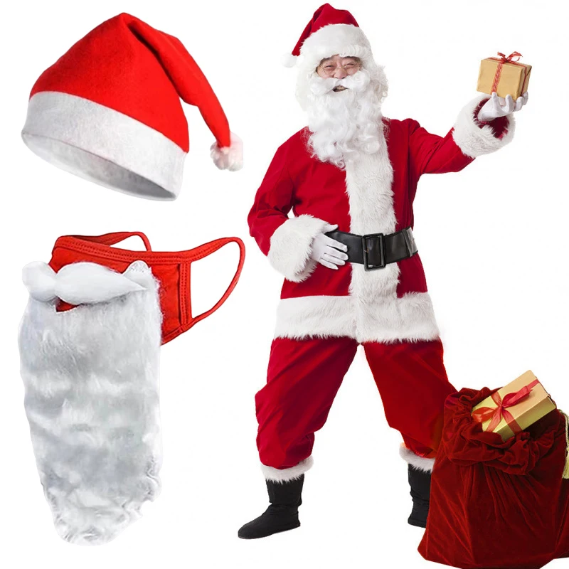 Świąteczna czapka 3D Santa Claus Beard Maski dla dorosłych dzieci Pluszowa gruba ciepła czapka świąteczna Boże Narodzenie Nowy Rok Impreza Festiwal Dostawy