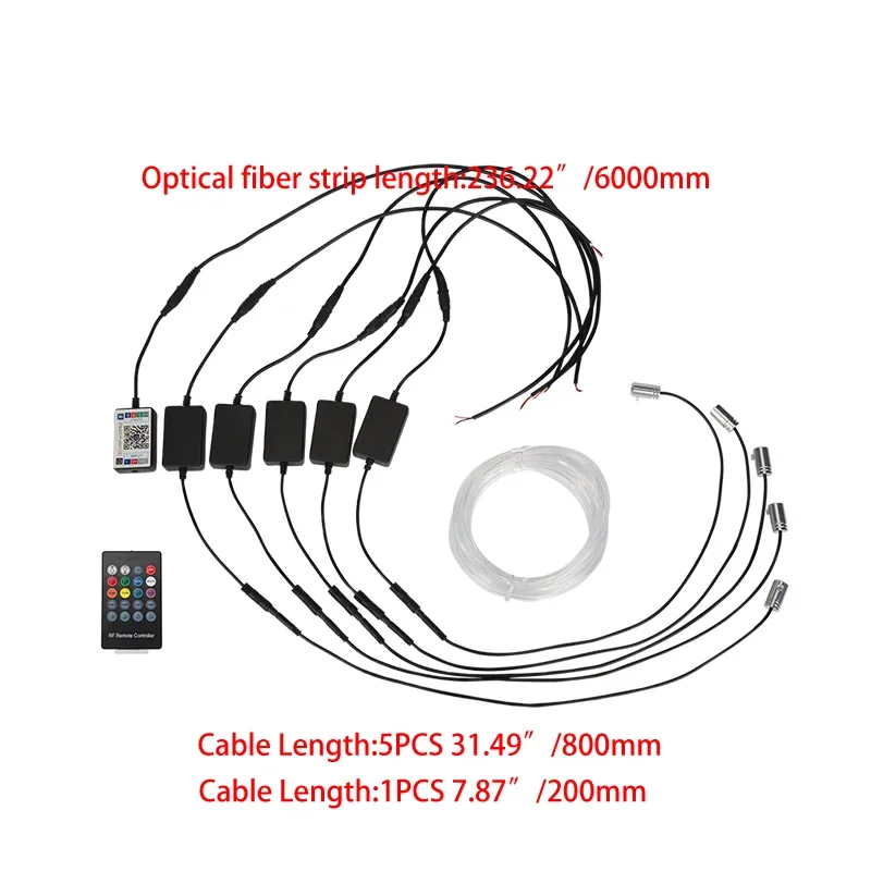 

Universal Car 12V LED Opitcal Fiber Ambient Lighting Kit Auto 6/8 Meters Optical Fiber String Atmosphere Rainbow Lamp Decoration