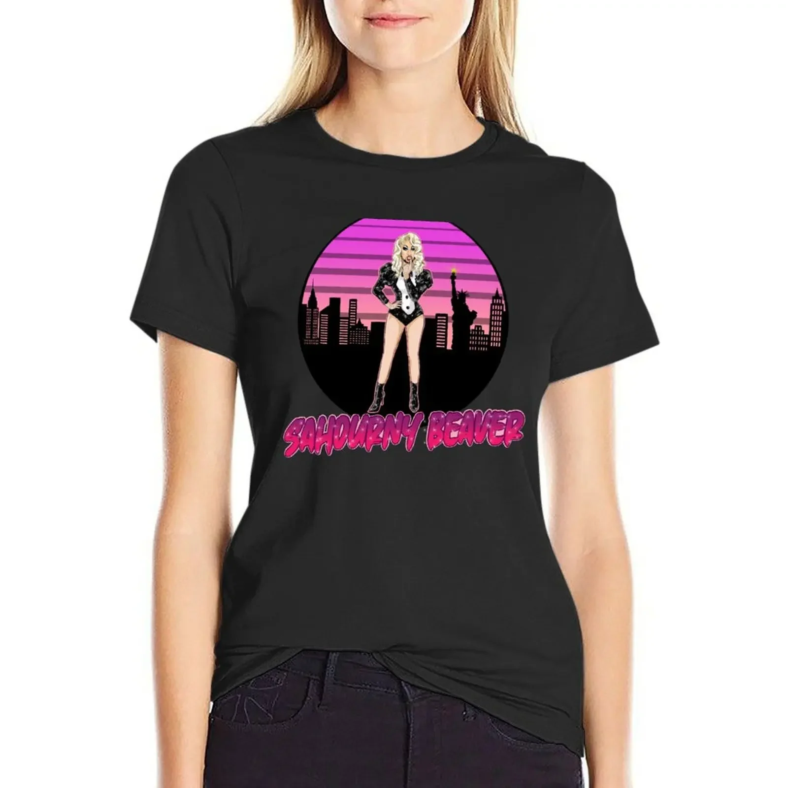

Sahourny Beaver NYC T-Shirt kawaii clothes shirts graphic tees quick-drying oversized Women clothes