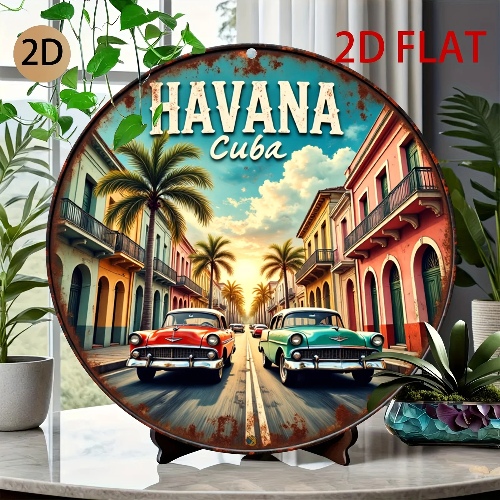 Vintage Havana Cuba Street View Metal Tin Sign Wall Art Decor - view 5