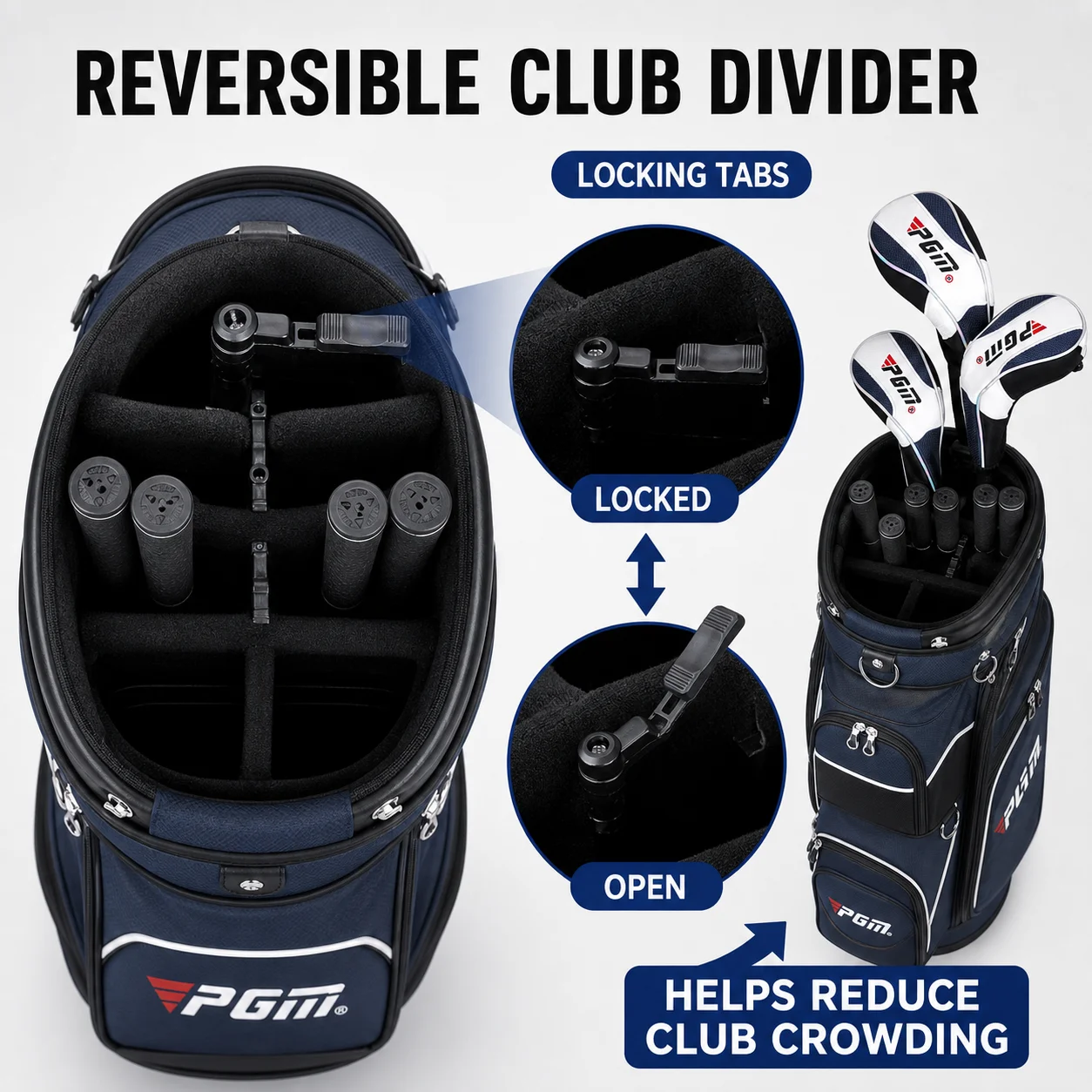 PGM QB154 Telescopic Hard Shell Golf Bag 4-Wheel Spinner Airline Travel Cart Bag Water-Resistant Club Carrier for Men Women