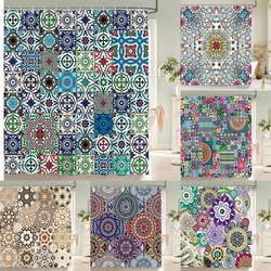 Bohemian style Shower Curtains Mandala Boho Flowers and Plants Printing Bathroom Curtains Waterproof Polyester Bath Curtain
