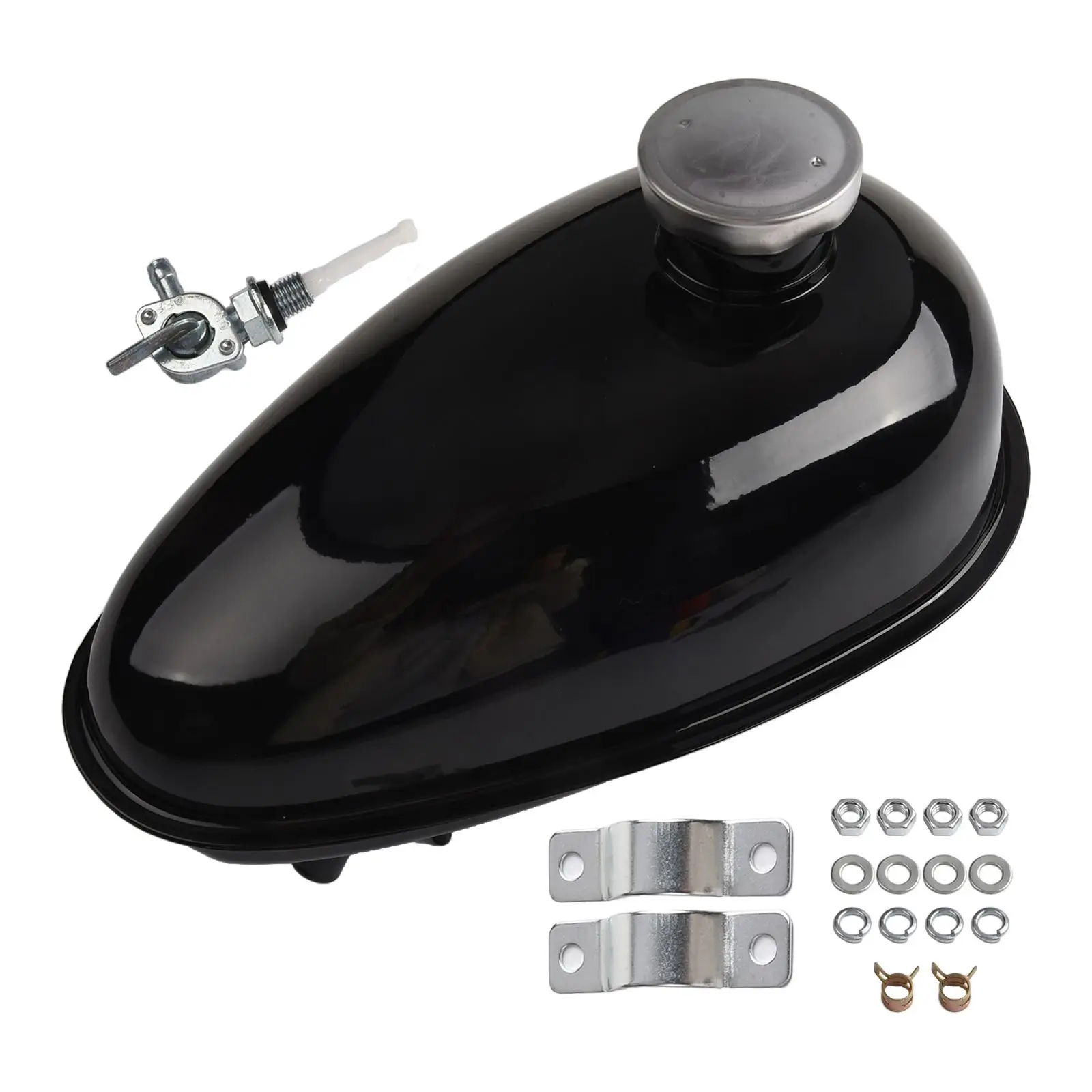 For Motorized Bicycle Bike Motorcycle gas tank Metal Petrol Replacement With Cap Switch 3L New Practical Useful