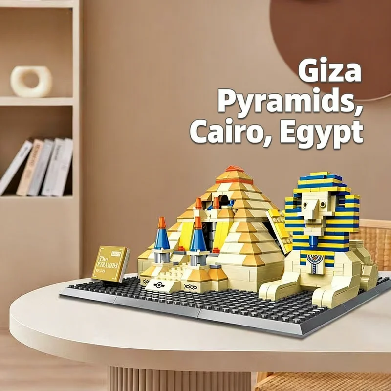 

High-end Ancient Egyptian Pyramid and Sphinx building blocks, exquisite collectible model set, a creative display gift for enthu