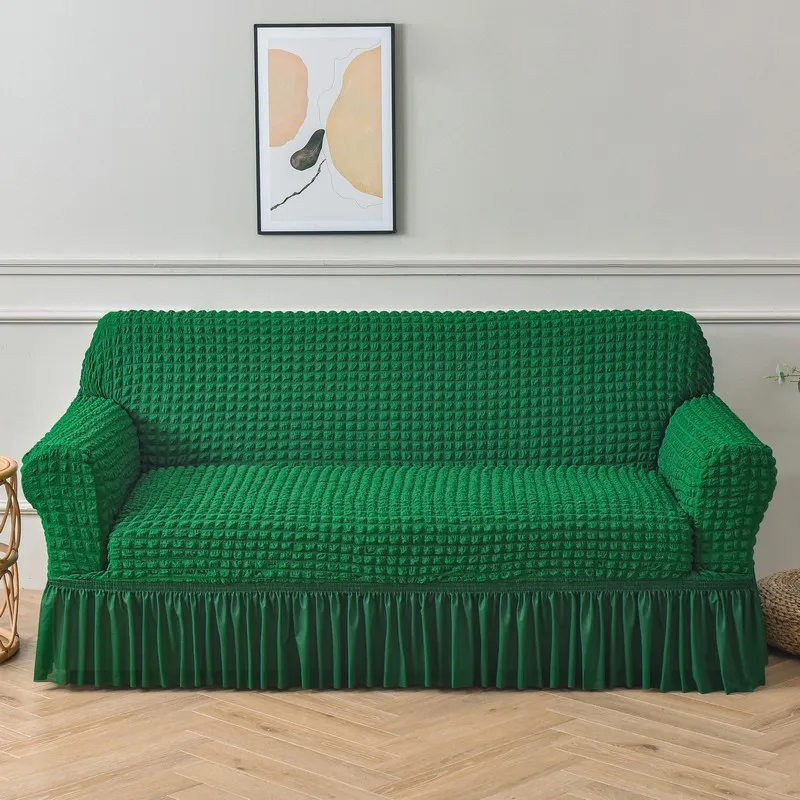 

Seersucker Skirt Sofa Cover For Sofa Stretch Slipcover Light Luxury Solid Color Sofa Covers For Living Room 1/2/3/4 Seater