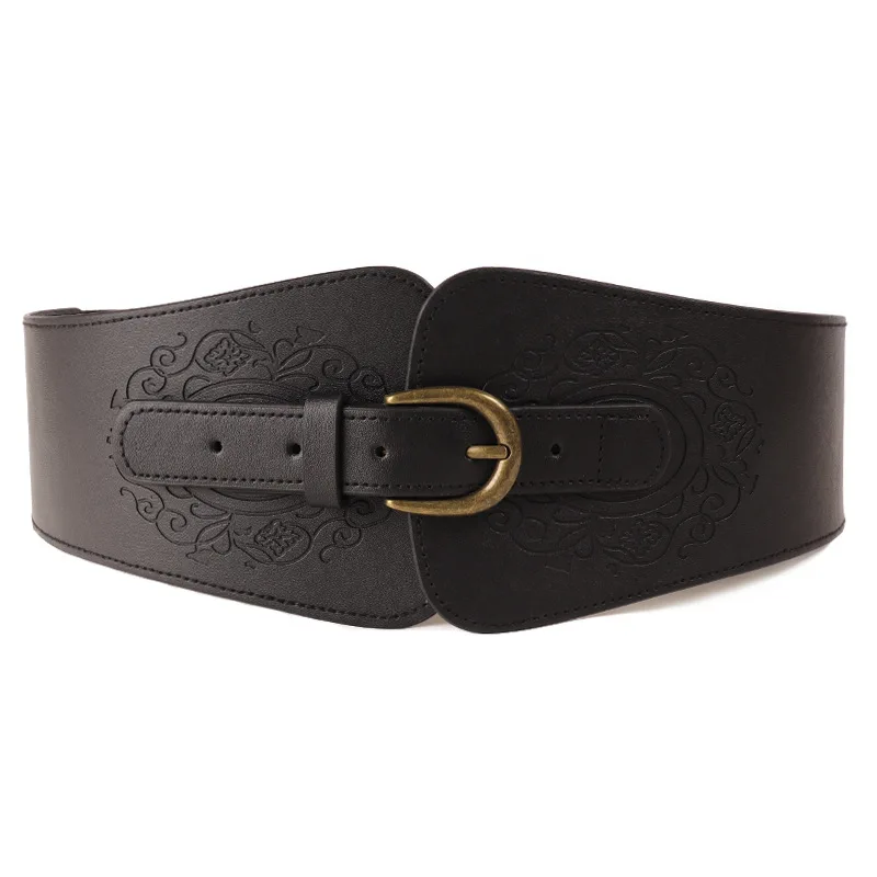 

Черный китайский стиль, элитный ретро-роскошный рельефный пояс, женское платье, зеленое украшение с поясом на талии, супер широкое универсальное платье