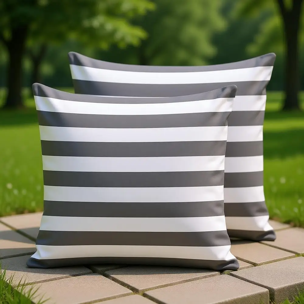 

Серо-белые полосатые наволочки для уличной мебели и диванных кресел, 18x18 дюймов