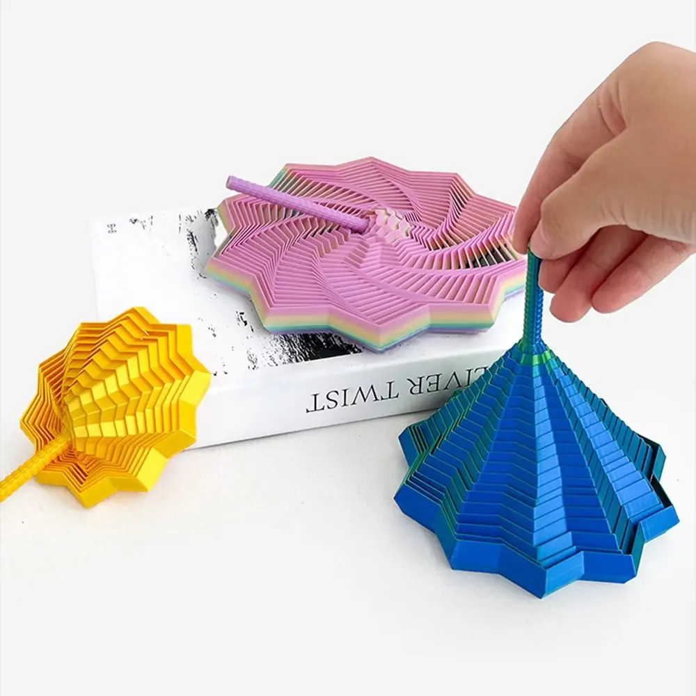 PLA Expanded Sensory Fidget Star with Handles Whirling Spiral Fractal Fidget Hexagon 3D Printed Stress Relief