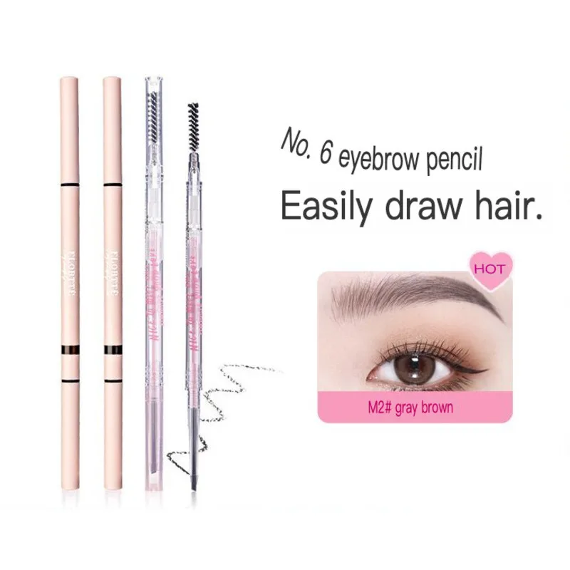 FLORTTE Hualoriya crayon imperméable longue durée Double extrémité Ultra-fin naturel étudiant novice sourcil sauvage ne se décolore pas