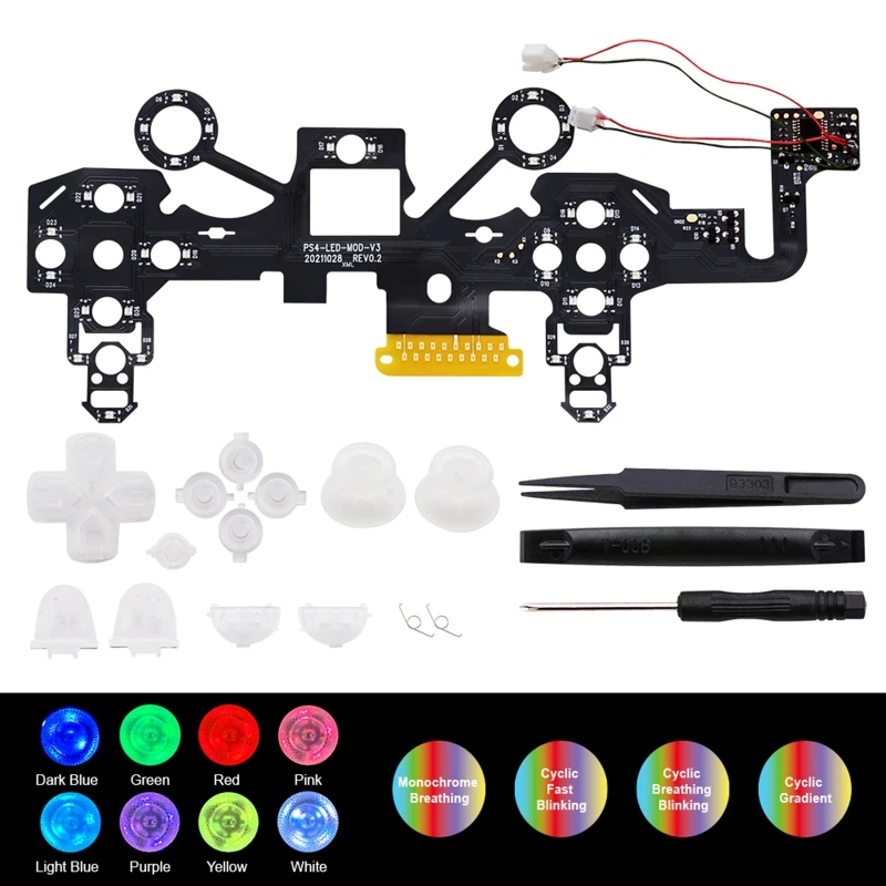 LED DTF con botón frontal y Thumbstick, multicolor, 8 colores para controlador