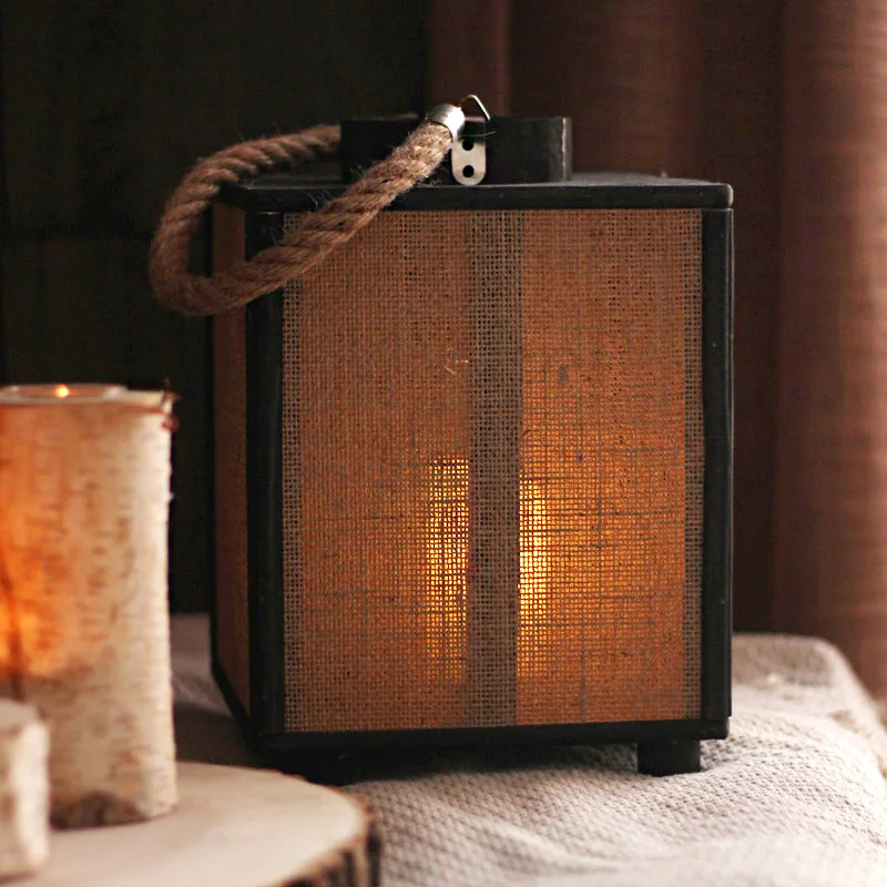 Vintage linen wind lamp candlestick model room tea room lantern simple style decoration ornament props Japanese style Chinese st