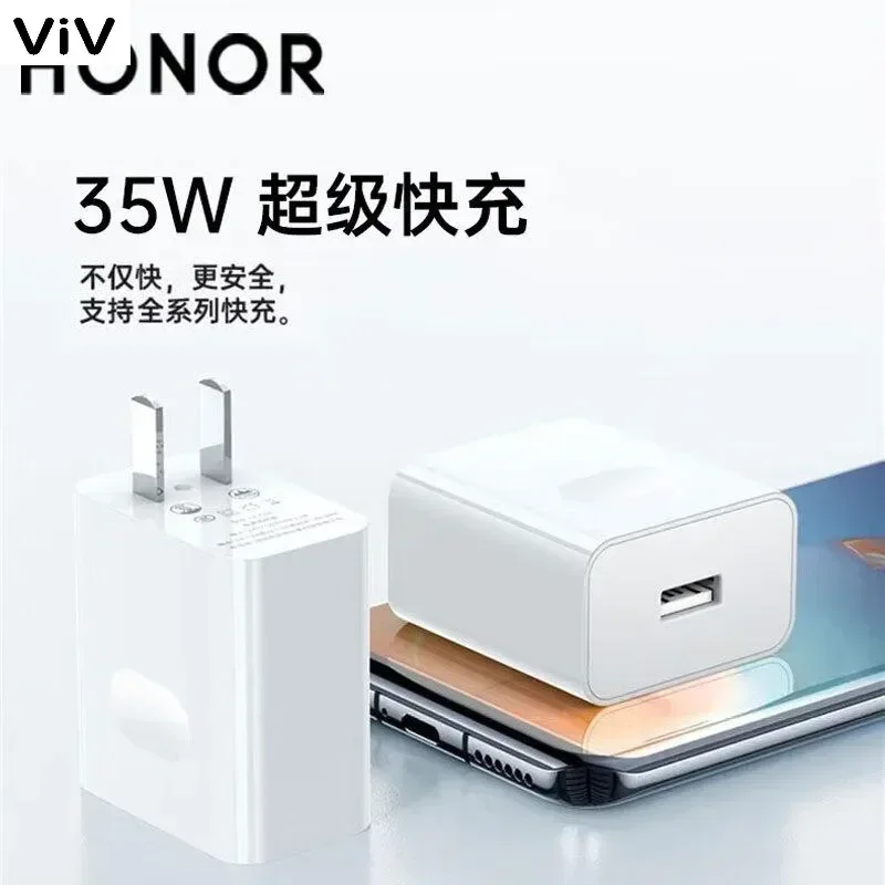 35W Original Honor USB Fast Charger EU/US SuperCharge Wall Adapter 6A Type C Cable For Honor X50 GT/X50i/X60/X60i/X60i+/V80 Pro