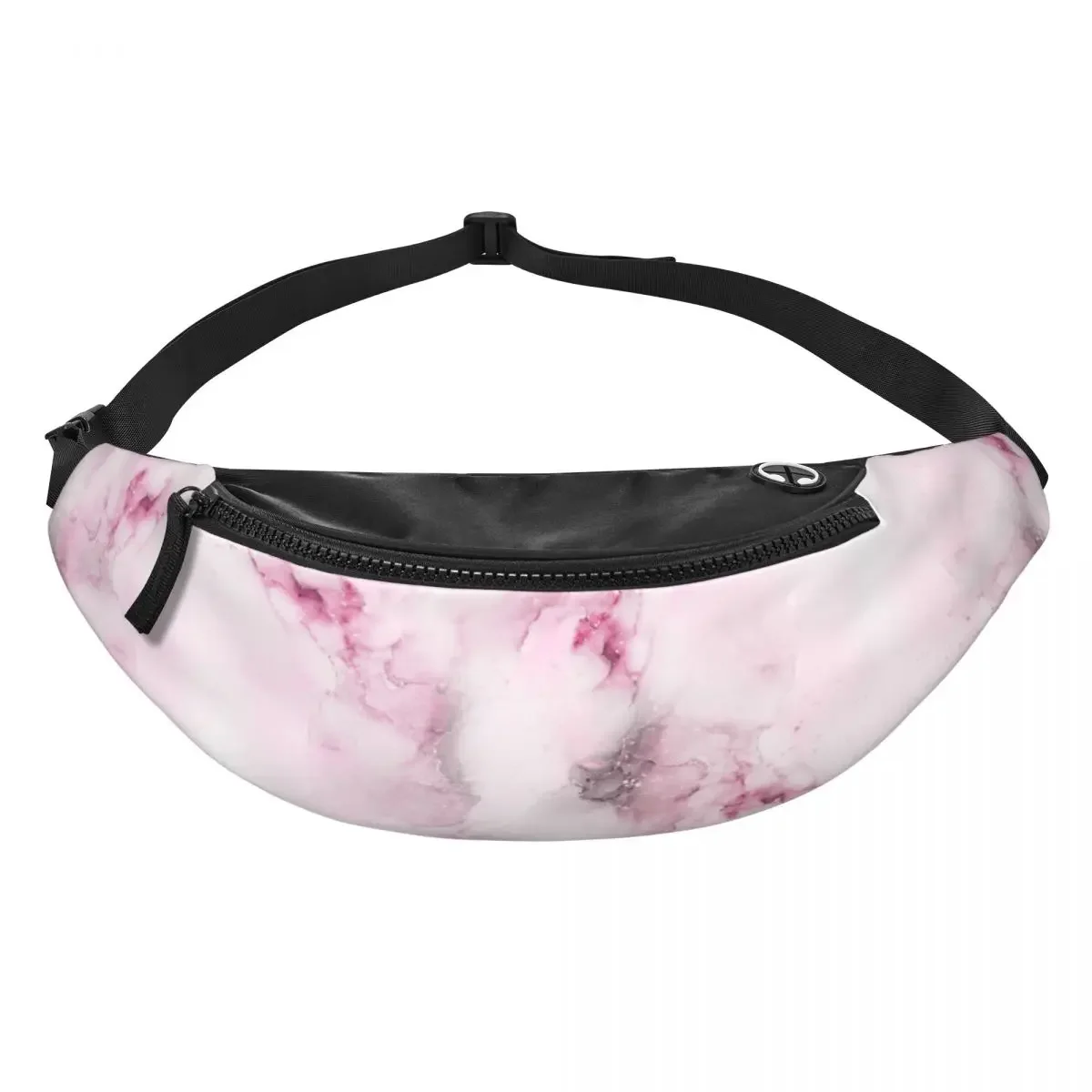 Fashion Elegant Pink Shade Marble Fanny Pack for Traveling Men Women Crossbody Waist Bag Phone Money Pouch