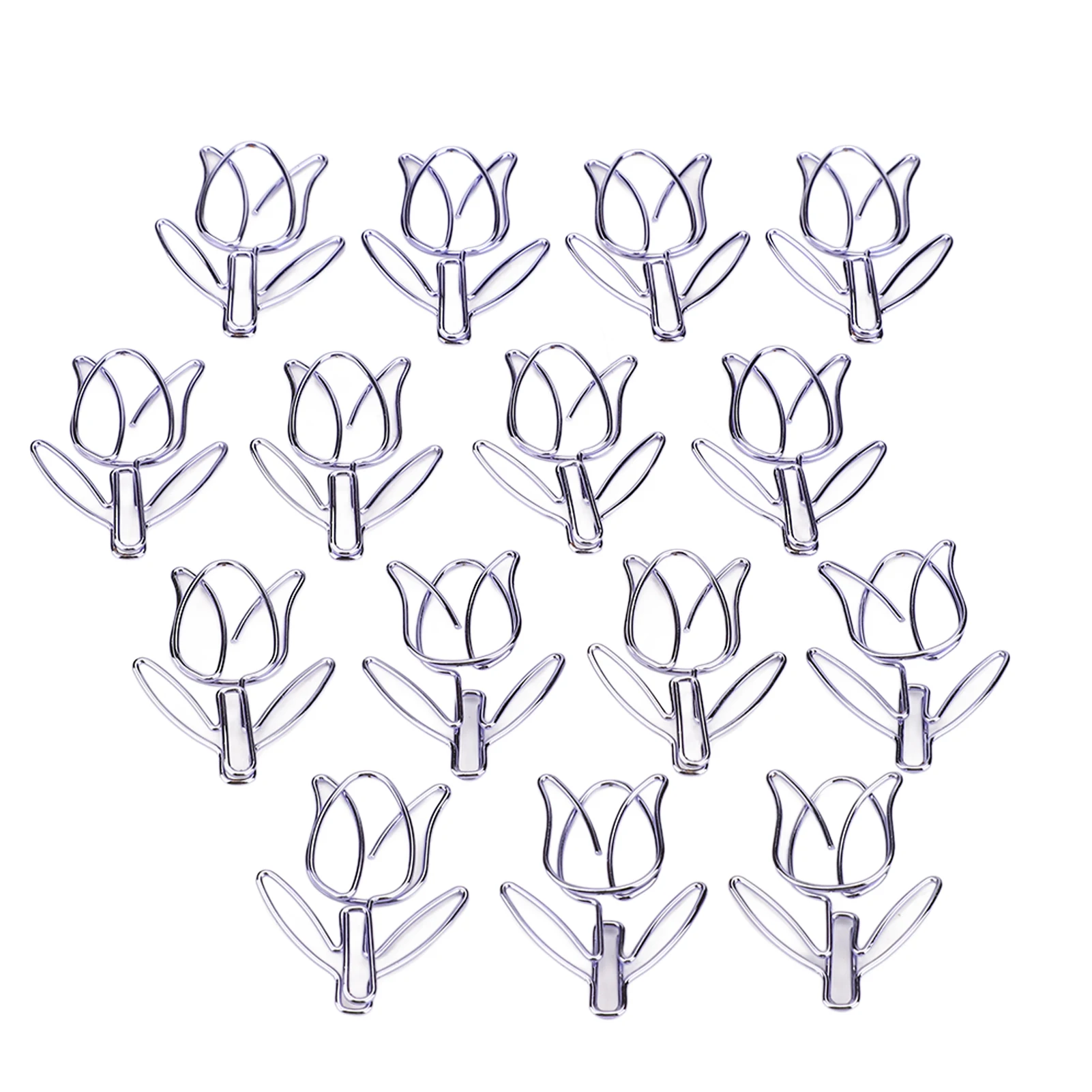 50Pcs Tulip Paper Clips Cute Purple Tulip Design Durable Metal Widely Used Flower Paper Clips for Notebook Bookmark