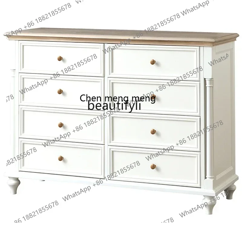 SS new style ss7486 American solid wood eight-bucket cabinet, living room side cabinet multi-drawer master bedroom, bedside cabi