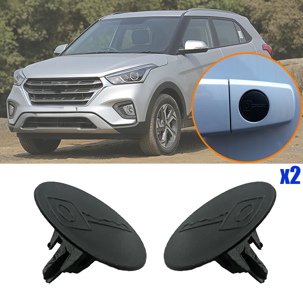 2Pcs Car Door Handle Lock Barrel KeyHole Cap Plug Clip Dustproof For Hyundai Creta GS 2016 2017 2018 2019 2020 2021