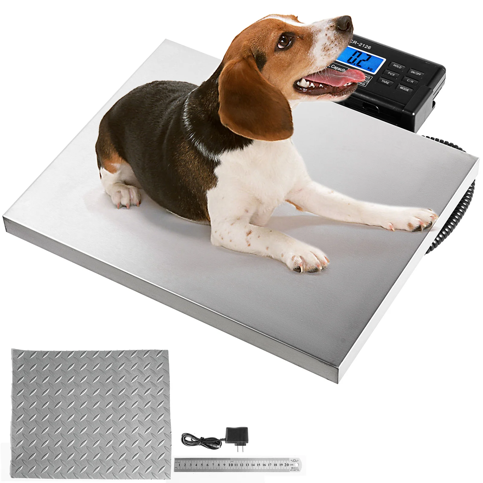 VEVOR 1100/400/700Lbs Digital Livestock Scale Large Pet Vet Scale Stainless Steel Platform Elect Ronic Postal Shipping Scale