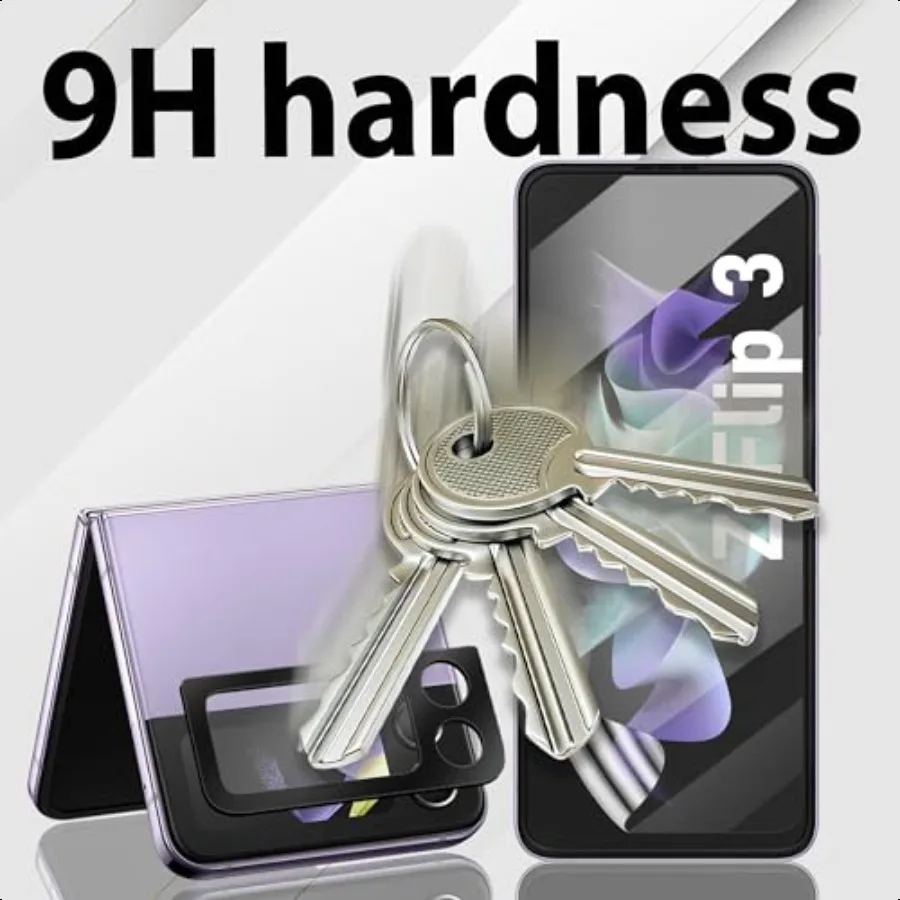 HOMEMO 2 + 2 حزمة لهاتف سامسونج جالاكسي Z Flip 3 واقي شاشة 2 حزمة طبقة مرنة من البولي يوريثان الحراري مع واقي عدسة الكاميرا سهل التركيب