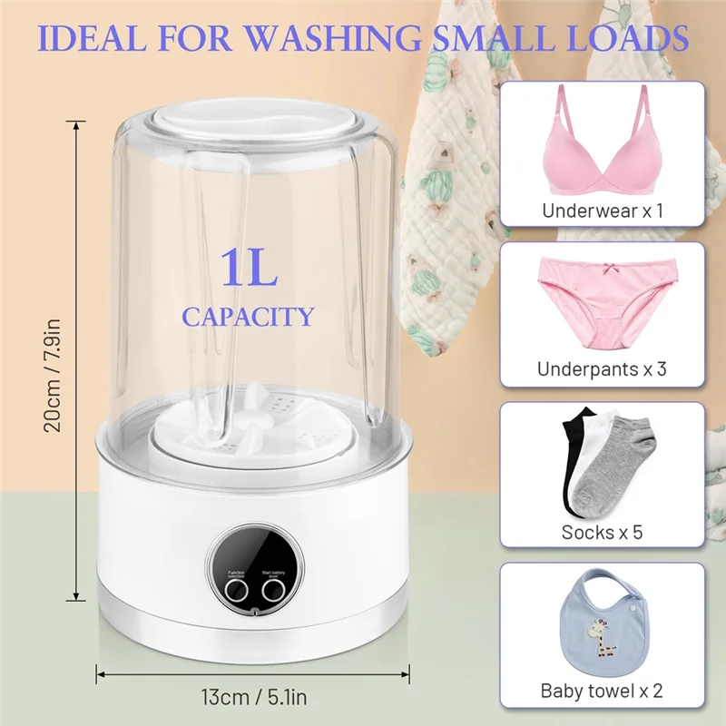 -A12R Washing Machine Rechargeable Washing Machine 3000 Mah Compact Deep Cleaning Underwear Suitable For Apartments