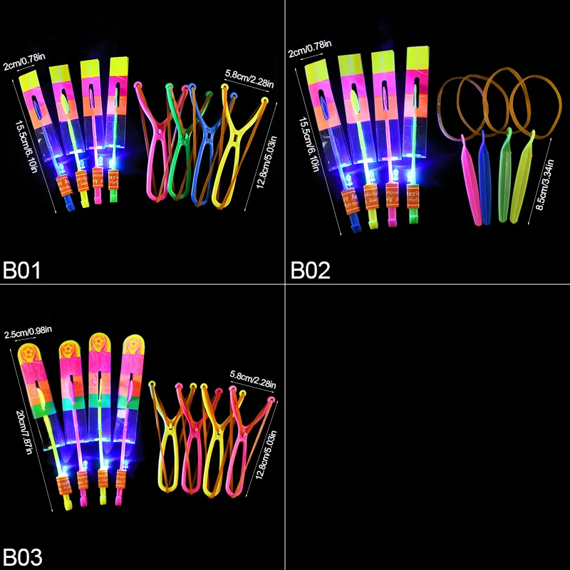 10pcs Led Slingshot Shining Light Flash Elastic Helicopter Rotating Flying Arrow Slingshot Glow In The Dark Toys Birthday Gift view 6