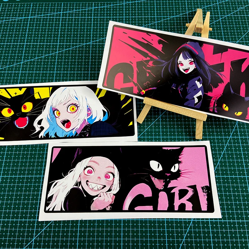 1Pc Anime Raised Eyebrow JDM Sticker, Waterproof Sunscreen Vinyl Decal for Motorcycle, E-Scooter & Laptop