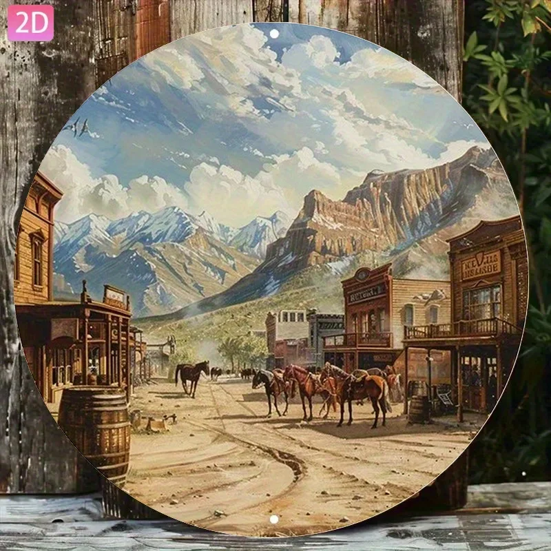 Vintage Western Aluminum Wall Sign Wild West Decor for Bar Garage Cafe