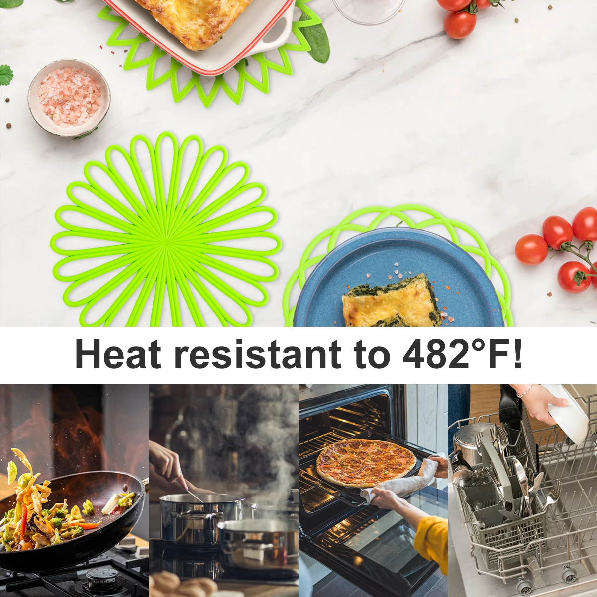 3pcs Silicone Trivet Mat Heat-Resistant Anti-Slip Hot Pot Holder Decor Round Hot Pad Hollow Insulated Placemat For Home Kitchen