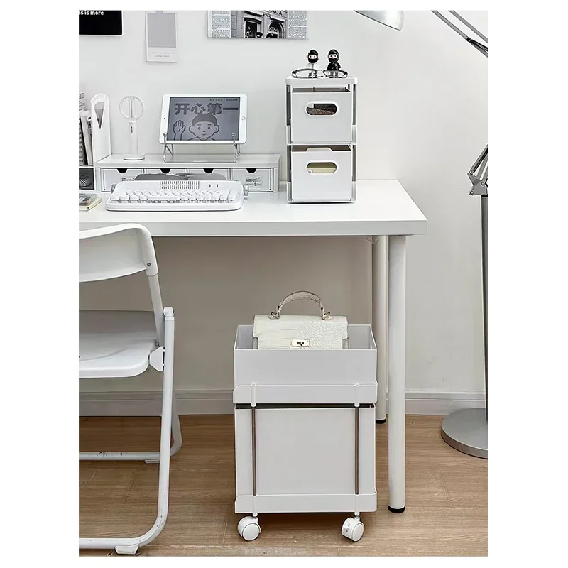 Under Table Movable Small Cart Storage Rack, Home Table Edge Crevice Snack Toy Book Storage Rack, Floor Standing Bookshelf