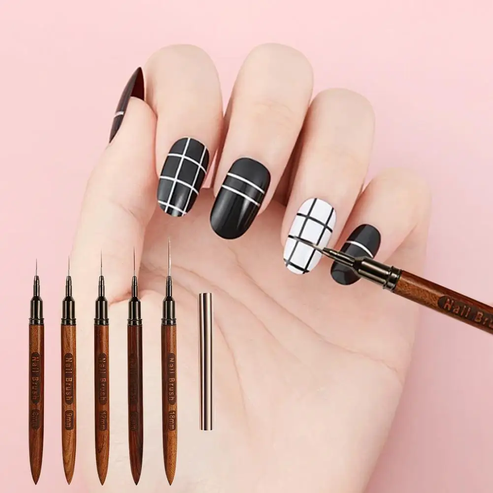 Nagelborstel Houten handvat Gel Nail Art Liner DIY Schilderborstel Tekenlijnen Streep Bloem Schilderpen UV Gel Manicure Salon Tool