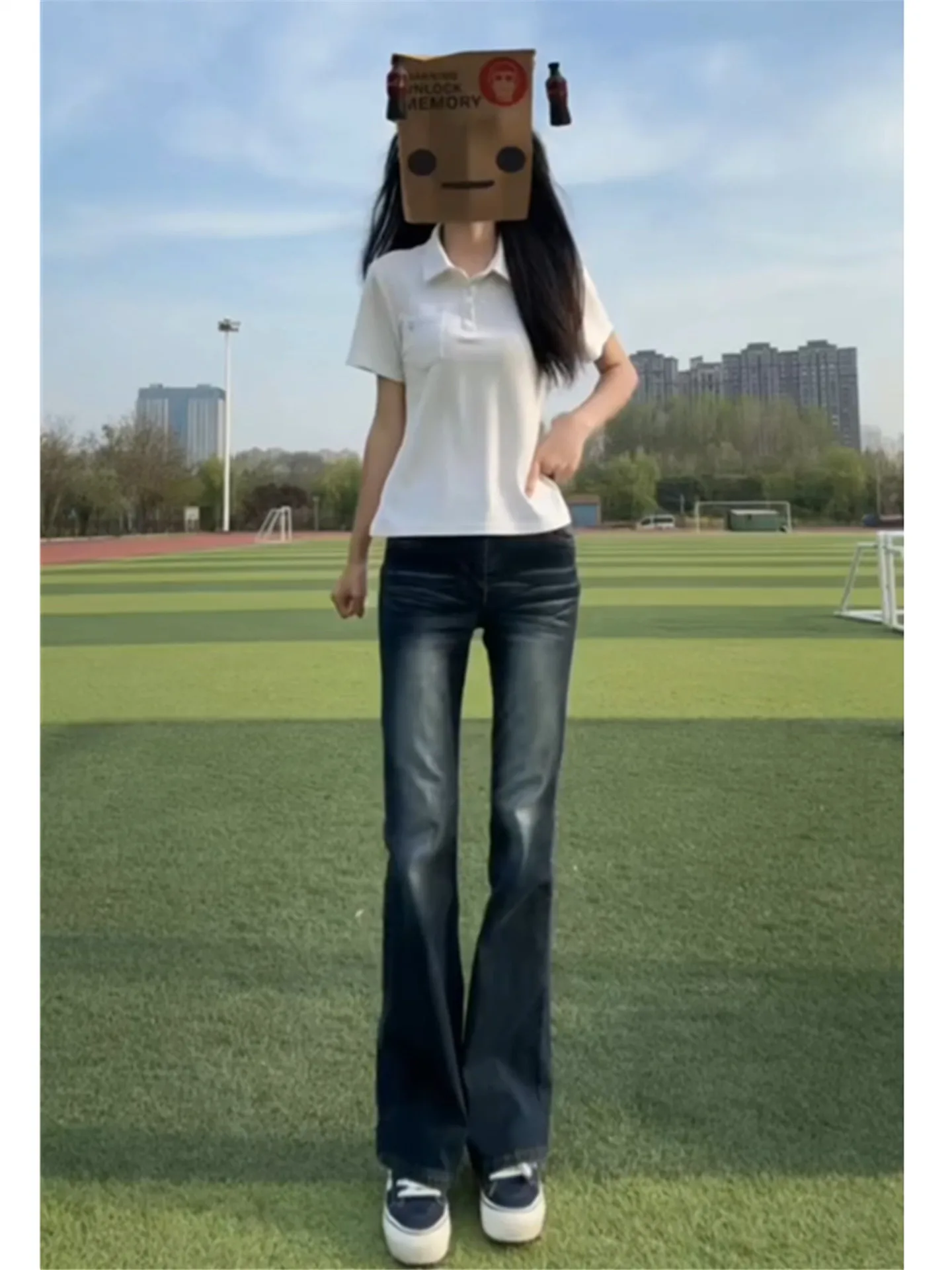 

Retro High Waist Bell Bottom Jeans Women's Summer Slim Fit Elastic Draped Pants Low Waist Flared Denim Skinnies