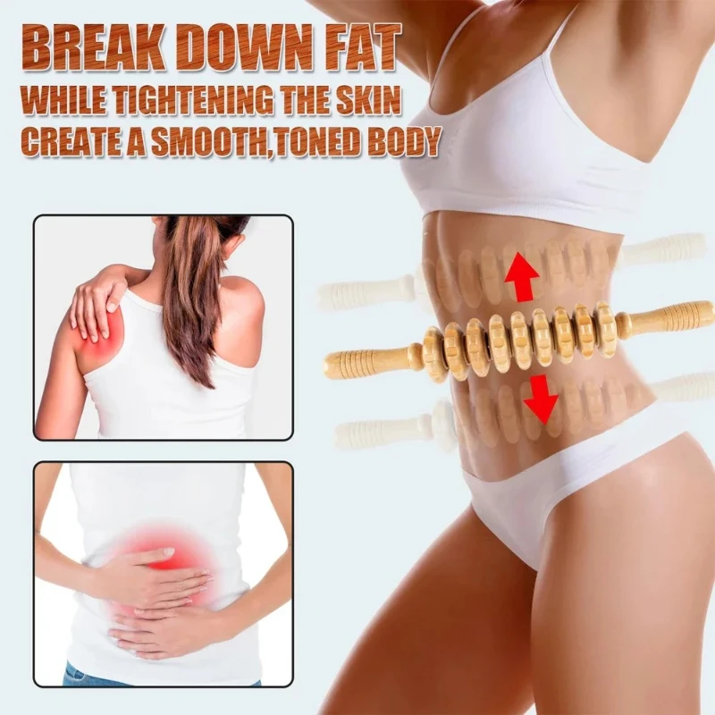 

Curved Wood Roller Bar for Stomach Cellulite Wooden Therapy Massage Tool for Body Shaping Roller Stick for Lymphatic Drainage
